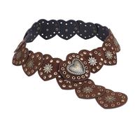 NICENEEDED Cintura Larga A Disco per Donna, Cintura Rotonda Traforata A Forma di Cuore in Pelle Vintage Y2k da Donna, Cintura da Vita Occidentale con Fibbia in Metallo, Cintura da Abito Boho Chic