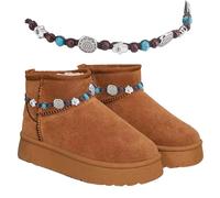 NICENEEDED Ciondoli per Scarpe Stivali da Neve, Catena Decorativa per Stivali da Neve in Stile Etnico, Ciondolo Decorativo per Scarpe con Perline e Frange