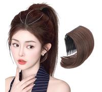 NICENEEDED Clip in Hair Toppers, Fermaglio per Capelli con Frangia Marrone, Posticci Corti e Spessi Che Aggiungono Volume Extra Ai Capelli con Clip nelle Extension per Capelli