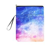NICENEEDED Copertina per libro da 22,9 x 29 cm, con cerniera e tasca frontale, in tessuto impermeabile, lavabile, con manico, motivo cielo stellato rosa, per gli amanti dei libri