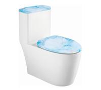 NICENEEDED Copriwater e Coprisedile con Stampa in Marmo Blu, Copriwater Elastici per Il Serbatoio del Water del Bagno, Set di Copriwater Elastici, Copertura Antipolvere Lavabile