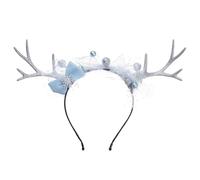 NICENEEDED Fascia per Capelli con Corna di Alce Natalizie, Cerchietto per Capelli con Fiocco Copricapo con Fiocco di Neve Copricapo Natalizio Boppers con Glitter Copricapo per Costume