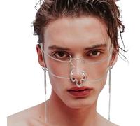 NICENEEDED Maschera Meccanica Punk, Catena per Il Viso Cyber Punk, Accessori per L'Uso del Viso con Mezza Maschera A Vapore Gotico