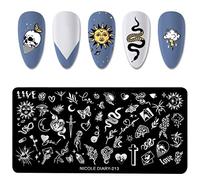 NICENEEDED Modello per Timbri per Nail Art In Stile Punk, Tarocchi Croce Serpente Farfalla Immagine Piastre per Unghie Forniture per Unghie, Modelli per Unghie Vintage con Motivo Misto 1 pezzo