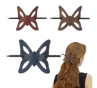 NICENEEDED Mollette per Capelli In Pelle Da 3 pz con Bastoncino, Fermagli per Capelli A Farfalla, Perni per Capelli, Bastoncini per Capelli, Porta Coda di Cavallo, Copricapo