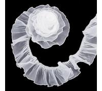 NICENEEDED Nastro In Chiffon di Tulle Plissettato, 10 metro, In Organza, Colletto In Pizzo con Volant, Polsini, Bordini In Pizzo, Accessori In Tessuto, per Abiti Da Sposa, Cuciti Artigianali