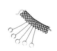 NICENEEDED Punk, bracciale a mano, con nappe e anelli per schiavi, gotico, a cinque dita, regolabile, catena Kurapika