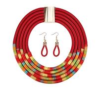 NICENEEDED Set di Orecchini con Colletto Collana Africana, Collana con Bavaglino Multifilo con Chiusura Magnetica, Collana con Colletto A Strati Accessori per Gioielli per Feste In Costume per Donne e