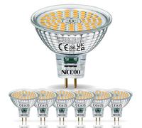 NICEOO GU5.3 6.5W Lampadine LED equivalente 55W Alogena, MR16 lampada Bianco Caldo 3000K, 650LM, AC/DC 12V, Faretti Senza Sfarfallio Lampadina, Angolo a Fascio 120°, Non dimmerabile, Confezione da 6