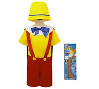 NICERAM Costume da Pinocchio per Bambini, Costume da Pinocchio Burattino Costume Cosplay Vestito Cappello Tuta Naso Lungo Spettacolo Teatrale Festa
