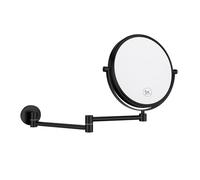 Nicesail Specchio cosmetico da parete, ingrandimento 5x, nero, per bagno, specchio da barba allungabile, con ingrandimento, montaggio a parete, diametro 20 cm