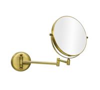 Nicesail Specchio Ingranditore 5x Ottone Oro con Braccio Specchio Allungabile da Parete Bagno Vintage Specchio Trucco Bifacciale,Diametro 20 cm