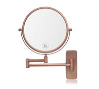 Nicesail Specchio Ingranditore da Parete 5x Oro Rosa Specchio Estensibile da Bagno Specchio con Braccio Flessibile per Trucco e Barba,Diametro 20 cm