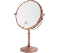 Nicesail Specchio Trucco da Tavolo Oro Rosa Specchio Ingranditore x10 Specchio Cosmetico Bagno Rotazione a 360° Specchio Bifacciale,Diametro 20 cm
