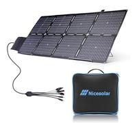 Nicesolar Caricatore solare pieghevole bifacciale da 200 W con pannello solare portatile per generatore solare portatile con USB A & C PD 65 W per computer portatile, smartphone, tablet, powerbank