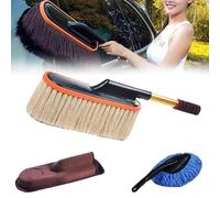 Nicetopu Car Duster, Car Microfiber Exterior & Internal Duster Scratch Free with Extendable Telescoping Handle, for Cleaning Cars, Truck, RV, Motorcycle (Beige)