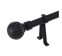 NICETOWN Bastone Tenda Allungabile a Sfera di Petali per Camera da Letto, Lunghezza Regolabile 122-218 cm, Diametro 2,5 cm, Nero Opaco
