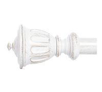 NICETOWN Bastoni per tende bianchi antichi per finestre da 122 a 218,4 cm, decorativi da 3,8 cm di diametro, asta singola forte per tenda con design a trofeo per casa/soggiorno