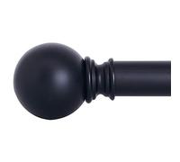 NICETOWN Bastoni per tende neri per finestre da 71 a 48 pollici, diametro 3,8 cm, regolabile, con sfera moderna, design finale, asta decorativa per tendaggi, nero opaco
