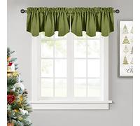 NICETOWN Mantovana oscurante per finestre, 132 x 45,7 cm, mantovane smerlate con tasca per asta, decorazione per finestre di casa, camera da letto, cucina, verde oliva (confezione da 2)