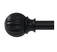 NICETOWN Set di aste per tende singole per il trattamento delle finestre, diametro 2,5 cm, con finiture a sfera multilaterali moderne, lunghezza regolabile da 48 a 86 pollici, nero opaco