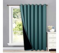 NICETOWN Tenda 100% oscurante per porta scorrevole del patio, ampia fodera per tenere al caldo, pannello scorrevole in vetro per dormire troppo (verde acqua, 1 pannello, 254 cm di larghezza x 241,3 cm