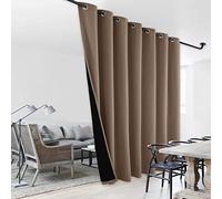 NICETOWN Tenda a pannello isolante termico, 100% oscurante, riduzione del rumore, con occhielli, fodera nera, per finestre di ufficio e hotel (1 pezzo, 254 x 274 cm, tortora)