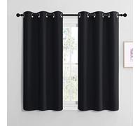 NICETOWN Tenda Oscurante da Interno Cameretta Bambino con Anelli Tende Corte per Finestre Cucina Termiche Decorazione per la Casa 2 Pannelli 107x120 CM Nero