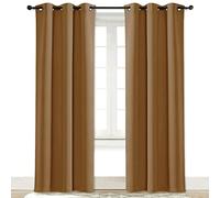 NICETOWN Tenda oscurante per finestra, a 3 strati, in microfibra, riduzione del rumore, isolamento termico, con occhielli (pannello singolo, 106,7 x 213,4 cm, marrone oro)