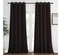 NICETOWN - Tenda oscurante per finestra, spessa, (132 x 274 cm, marrone, 1 pannello) con occhielli per isolamento termico, per camera da letto e soggiorno
