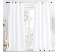 NICETOWN Tenda per il trattamento delle finestre, colore bianco puro, pannello singolo, 55 x 96, Energy Smart isolamento termico isolato e tenda parasole per camera da letto con anello superiore