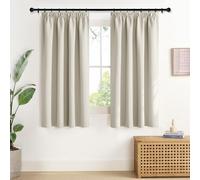 NICETOWN Tende corte, colore beige, opache, con nastro arricciato, set da 2 pezzi, 137 x 140 cm (altezza x larghezza), per ferrovia termica, colore beige chiaro