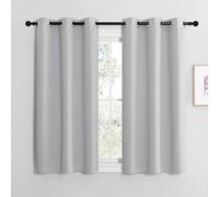 NICETOWN Tende Corte per Finestre Cucina Termiche con Anelli Tenda Oscurante da Interno Cameretta Bambino Decorazione per la Casa 2 Pannelli 107x120 CM Grigio Chiaro