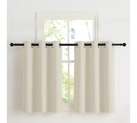 NICETOWN Tende Corte per Finestre Cucina Termiche con Anelli Tenda Oscurante da Interno Cameretta Bambino Decorazione per la Casa 2 Pannelli 107x90 CM Beige Chiaro