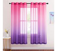 NICETOWN Tende decorative - Tenda a colori cambiati in voile sfumato lino pannelli soggiorno bella resa per camera da letto, L 140 x H 175 cm, fucsia/viola, 2 pezzi