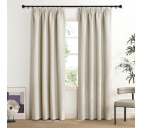 NICETOWN Tende oscuranti, colore beige, set da 2 pezzi, con protezione dal calore, arricciate, lunghezza 200 cm, per sistema a binari, 200 x 140 cm (A x L), beige chiaro
