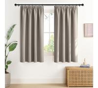 NICETOWN Tende oscuranti corte con nastro arricciato, opache, set da 2 pezzi, 160 x 140 cm (altezza x larghezza), oscuranti, termiche, per soggiorno, colore: sabbia