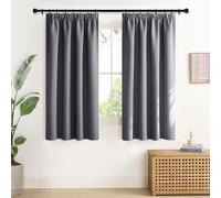 NICETOWN Tende oscuranti corte per finestra con nastro arricciato, tenda termica opaca, set da 2 pezzi, 160 x 140 cm (A x L), per camera da letto