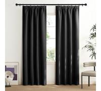 NICETOWN Tende oscuranti di colore nero, lunghezza 200 cm, oscuranti, per soggiorno, tenda termica, protezione dal calore, set da 2 pezzi, 200 x 140 cm (altezza x larghezza)