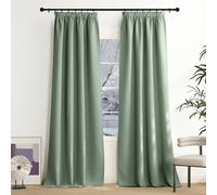 NICETOWN Tende oscuranti per binari, per la cameretta dei bambini, con protezione dal calore, arricciate, opache, 240 x 140 cm (A x L), colore: verde salvia