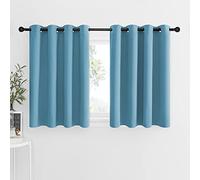 NICETOWN Tende oscuranti per finestra per cameretta dei bambini, con occhielli nella parte superiore, tende oscuranti (foglia di tè = azzurro, 2 pezzi, larghezza 52 x lunghezza 36 + 3 cm testata)