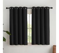 NICETOWN Tende Oscuranti per Interni Termiche Isolanti con Anelli per Camera da Letto Moderna Tenda Cucina Finestra Decorazione per la Casa 2 Pannelli 140x145 CM Nero