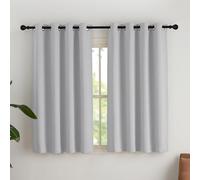 NICETOWN Tende Oscuranti per Interni Termiche Isolanti con Anelli per Camera da Letto Moderna Tenda Cucina Finestra Decorazione per la Casa 2 Pannelli 140x145 CM Grigio Chiaro
