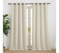 NICETOWN Tende Oscuranti Termiche 2 Pannelli 140x240 CM Beige Chiaro, Tende con Anelli per Camera da Letto Moderne, Tessuto in Poliestere Isolante per Salotto Cameretta