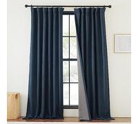 NICETOWN Tende per camera da letto, 100% oscuranti, lunghe 243,8 cm, termiche, plissettate, in finto lino, blocco della luce, cancellazione del rumore, per camera da letto, blu navy, 127 x 244 cm, 1