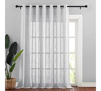 NICETOWN Tende semi-velate per porta francese, extra larghe, con occhielli nella parte superiore, in voile, per soggiorno, porta scorrevole in vetro, grigio argento, 254 x 240 cm, 1 pannello