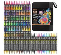 NICETY 128 pennarelli acrilici in feltro, per legno, tela, vetro, ceramica, pennarelli a base d'acqua con punta doppia fine e pennello da 0,5 ~ 5 mm