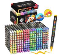 NICETY 180 Pen Acrilici Punta Pennello - Marcatori Base Acqua per Vetro Ceramica Legno Pietra - Non Tossici - Kit per Artisti e DIY