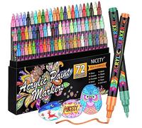 NICETY 72 colori Pennarelli acrilici impermeabili - vernice acrilica per tessuto, pittura su rocc ia, ciottoli, pietra, vetro, ceramica, legno, 0,7 mm punta finea per adulti e bambini