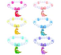 Niceup 6 braccialetti elastici con ciondoli per ragazze dai 4 ai 8 anni, braccialetti dell'amicizia con perline per bambini, set di bomboniere per compleanni, borse a tema principessa e giochi di